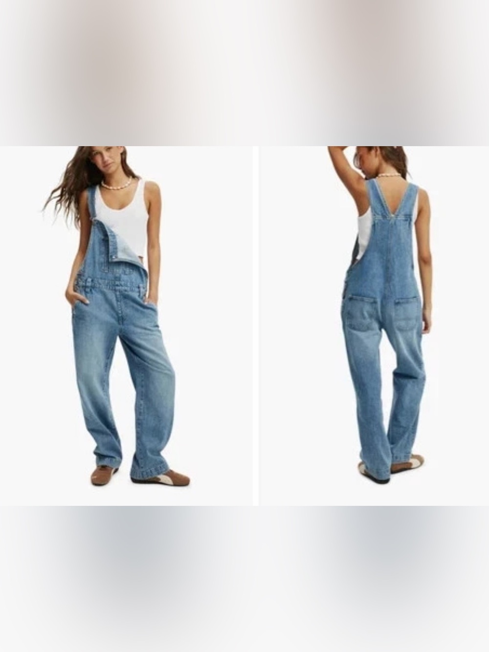 Cotton On Utility Denim Long Overall Bibs Pants 100% Cotton Womens 4 Cowgirl
